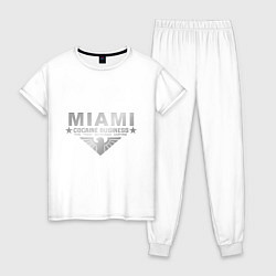 Пижама хлопковая женская Miami - The Tony Montana empire, цвет: белый