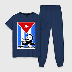 Пижама хлопковая женская Fidel: Viva, Cuba!, цвет: тёмно-синий