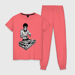 Пижама хлопковая женская Брюс Ли Dj, цвет: коралловый