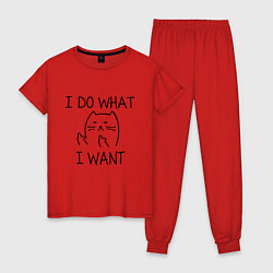 Пижама хлопковая женская I do what I want, цвет: красный