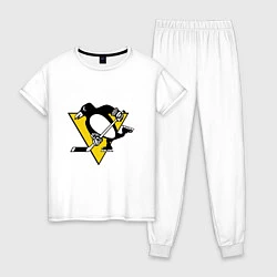 Пижама хлопковая женская Pittsburgh Penguins, цвет: белый