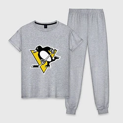 Пижама хлопковая женская Pittsburgh Penguins, цвет: меланж