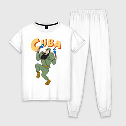 Пижама хлопковая женская Cuba: Fidel Castro, цвет: белый