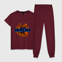 Пижама хлопковая женская Армения, цвет: меланж-бордовый