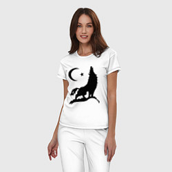 Пижама хлопковая женская Кавказский волк, цвет: белый — фото 2