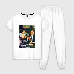 Пижама хлопковая женская Twin Peaks Bar, цвет: белый