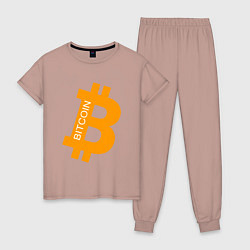 Пижама хлопковая женская Bitcoin Boss, цвет: пыльно-розовый