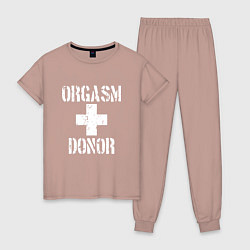 Пижама хлопковая женская Orgasm + donor, цвет: пыльно-розовый