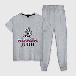 Пижама хлопковая женская Russia judo, цвет: меланж