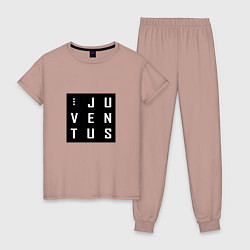 Пижама хлопковая женская Juventus FC: Black Collection, цвет: пыльно-розовый