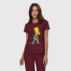 Пижама хлопковая женская Bart Bully, цвет: меланж-бордовый — фото 2