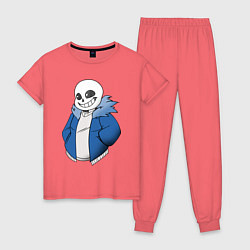 Пижама хлопковая женская Sans, цвет: коралловый