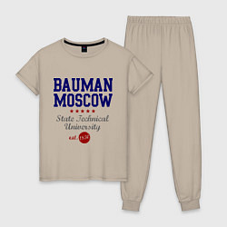 Пижама хлопковая женская Bauman STU, цвет: миндальный