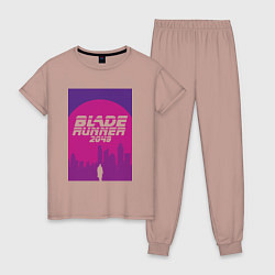 Пижама хлопковая женская Blade Runner 2049: Purple, цвет: пыльно-розовый