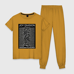 Пижама хлопковая женская Joy Division: Unknown Pleasures, цвет: горчичный