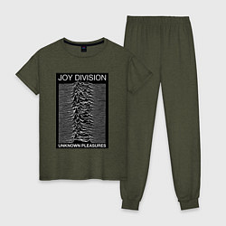 Пижама хлопковая женская Joy Division: Unknown Pleasures, цвет: меланж-хаки