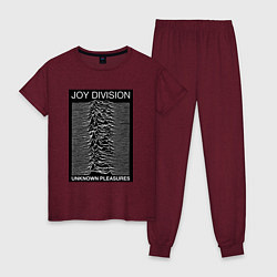 Пижама хлопковая женская Joy Division: Unknown Pleasures, цвет: меланж-бордовый