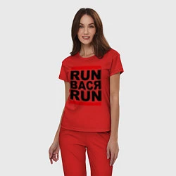 Пижама хлопковая женская Run Вася Run, цвет: красный — фото 2