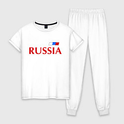 Пижама хлопковая женская Сборная России: 9 номер, цвет: белый
