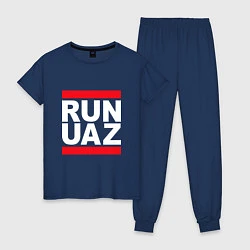 Пижама хлопковая женская Run UAZ, цвет: тёмно-синий