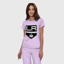 Пижама хлопковая женская Los Angeles Kings цвета лаванда — фото 2