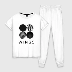 Пижама хлопковая женская BTS Wings, цвет: белый