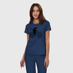 Пижама хлопковая женская Ежик на велосипеде, цвет: тёмно-синий — фото 2