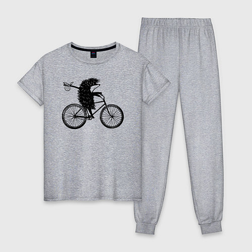 Женская пижама Ежик на велосипеде / Меланж – фото 1