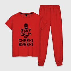 Пижама хлопковая женская Keep Calm & Cheeki Breeki, цвет: красный