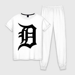 Пижама хлопковая женская Detroit Tigers, цвет: белый