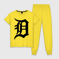 Пижама хлопковая женская Detroit Tigers, цвет: желтый