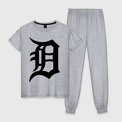 Пижама хлопковая женская Detroit Tigers, цвет: меланж