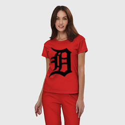Пижама хлопковая женская Detroit Tigers, цвет: красный — фото 2