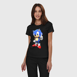 Пижама хлопковая женская Classic Sonic, цвет: черный — фото 2