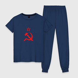 Пижама хлопковая женская Atomic Heart: СССР, цвет: тёмно-синий