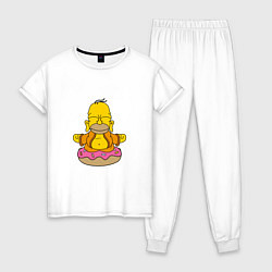 Пижама хлопковая женская Гомер на пончике, цвет: белый