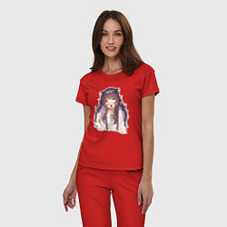 Пижама хлопковая женская Ahegao Meow, цвет: красный — фото 2