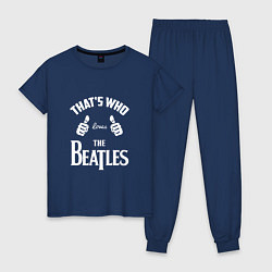 Пижама хлопковая женская That's Who Loves The Beatles, цвет: тёмно-синий
