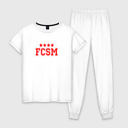 Пижама хлопковая женская FCSM Club, цвет: белый