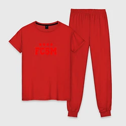 Пижама хлопковая женская FCSM Club, цвет: красный