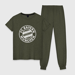 Пижама хлопковая женская FC Bayern Munchen, цвет: меланж-хаки