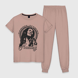Пижама хлопковая женская Bob Marley: Island, цвет: пыльно-розовый