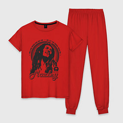 Пижама хлопковая женская Bob Marley: Island, цвет: красный