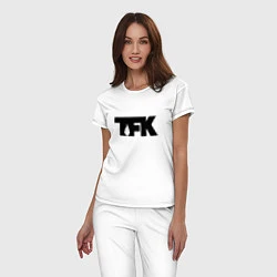 Пижама хлопковая женская TFK: Black Logo, цвет: белый — фото 2
