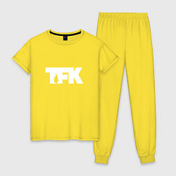 Пижама хлопковая женская TFK: White Logo, цвет: желтый