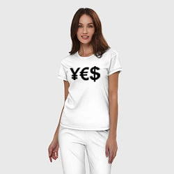Пижама хлопковая женская YE$, цвет: белый — фото 2