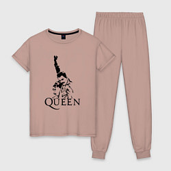Пижама хлопковая женская Queen: Rock You, цвет: пыльно-розовый