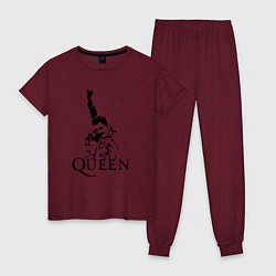 Пижама хлопковая женская Queen: Rock You, цвет: меланж-бордовый