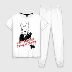 Пижама хлопковая женская Misfits: White rabbit, цвет: белый