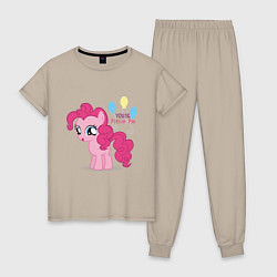 Пижама хлопковая женская Young Pinkie Pie, цвет: миндальный